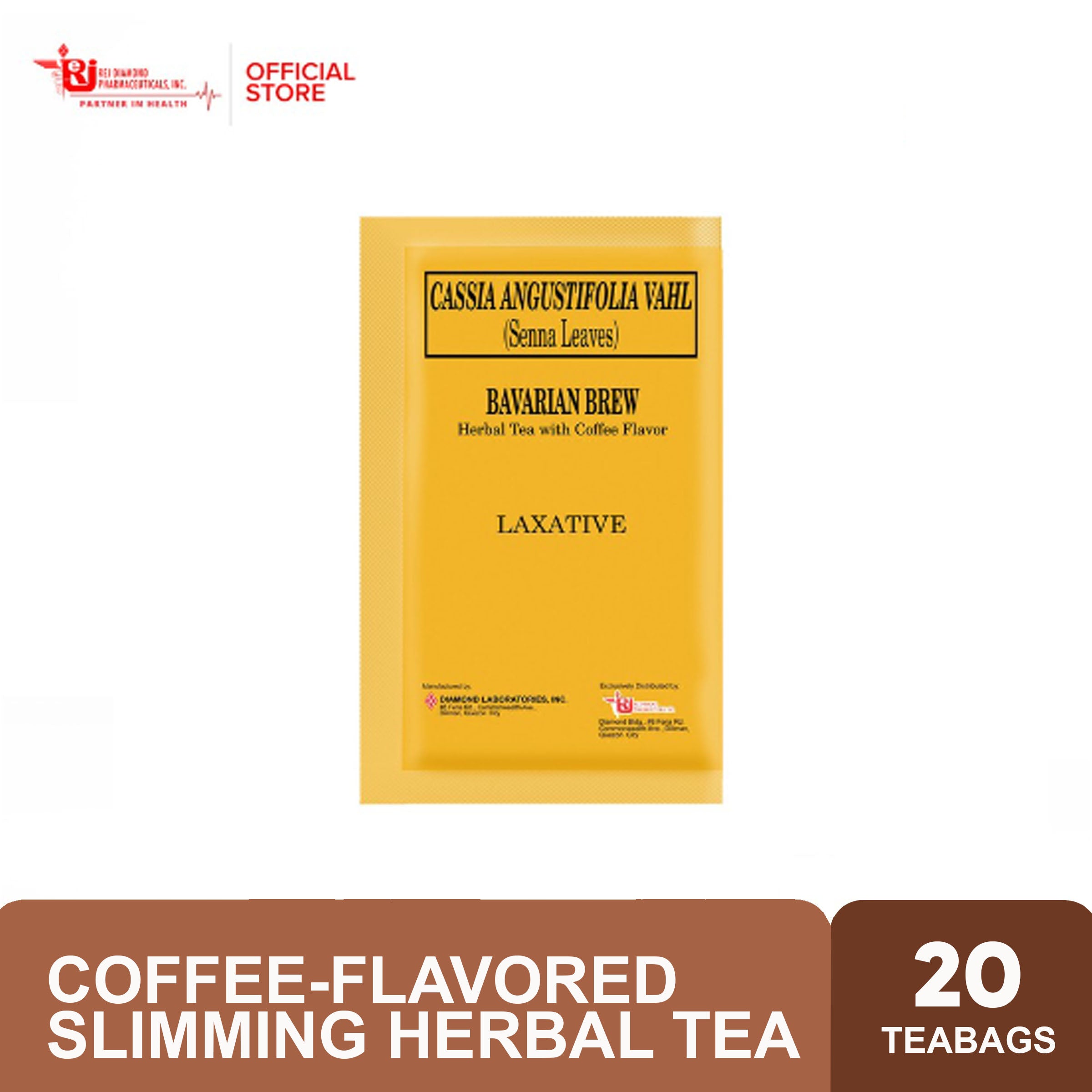 Bavarian Brew Coffee Flavored Slimming Herbal Tea With Senna Leaves 20 Tea Bags