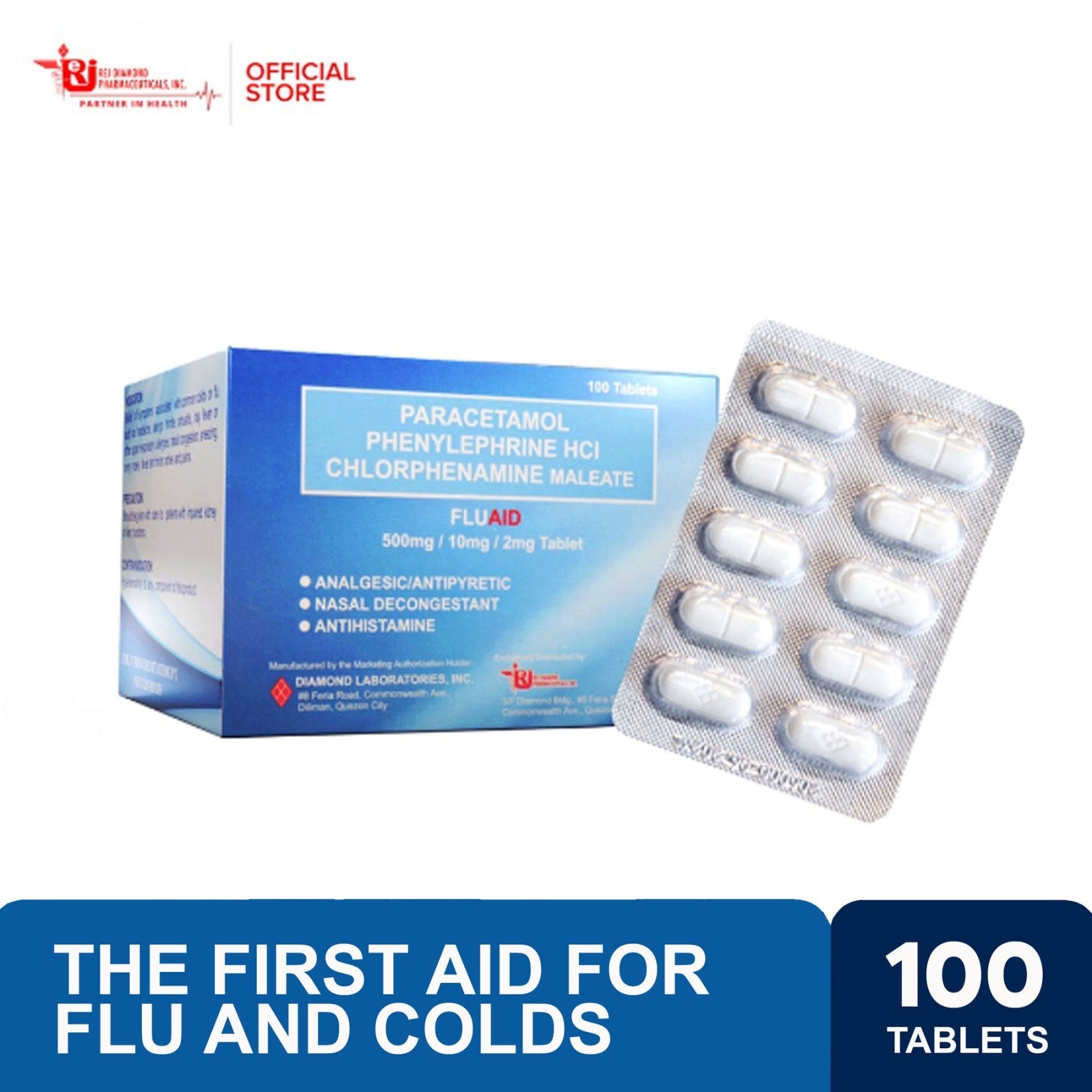 FLUAID 500mg / 10mg / 2mg Tablet by 100's