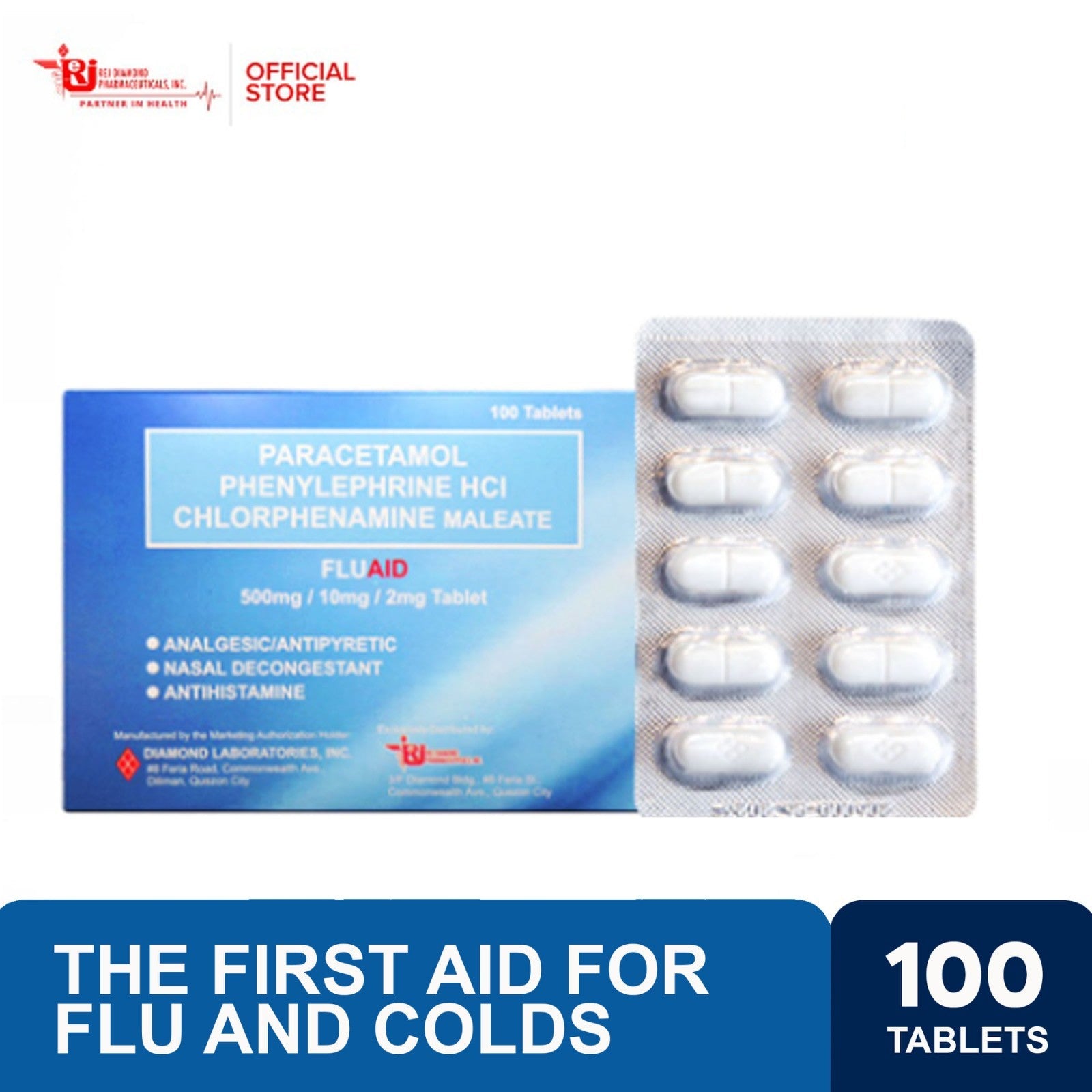 FLUAID 500mg / 10mg / 2mg Tablet by 100's