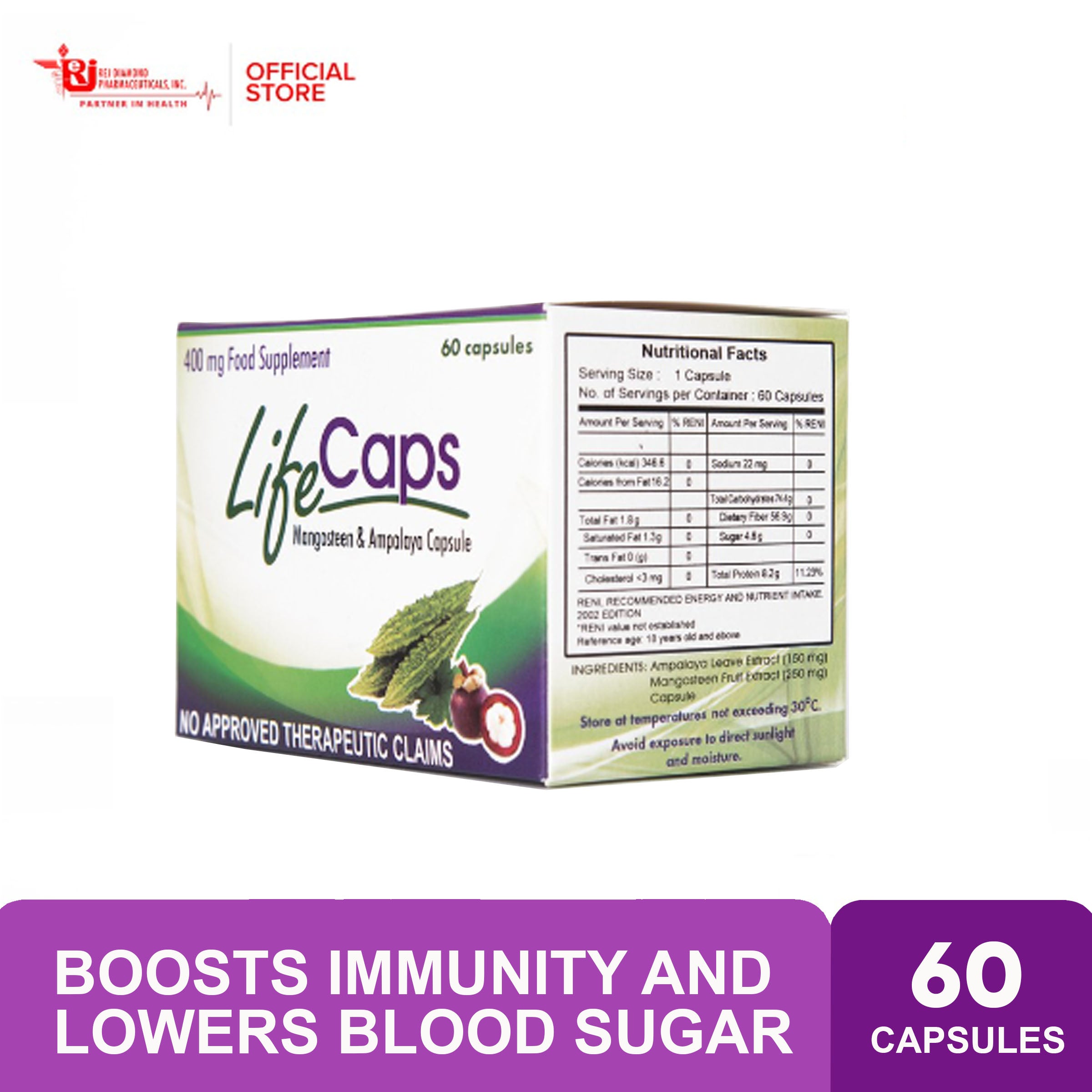 LifeCaps Mangosteen And Ampalaya Capsules 60 Capsules