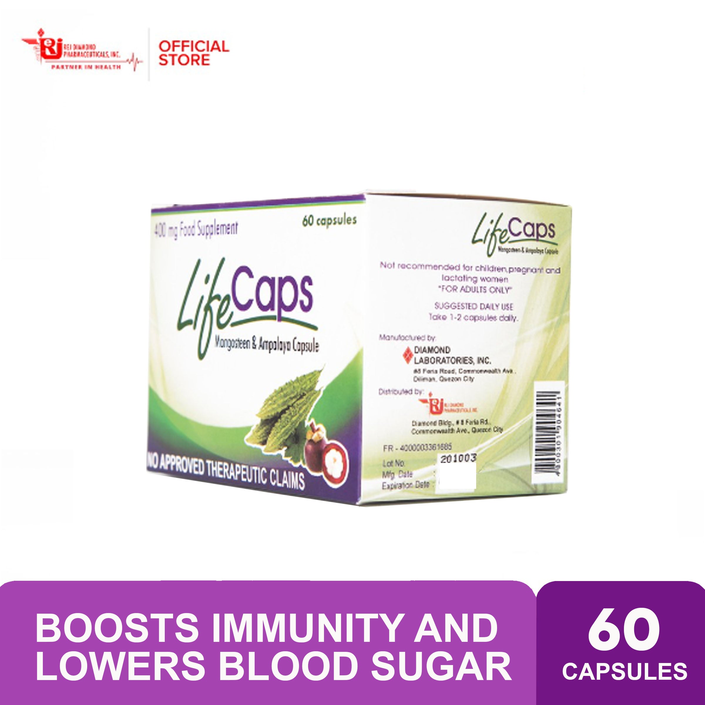 LifeCaps Mangosteen And Ampalaya Capsules 60 Capsules