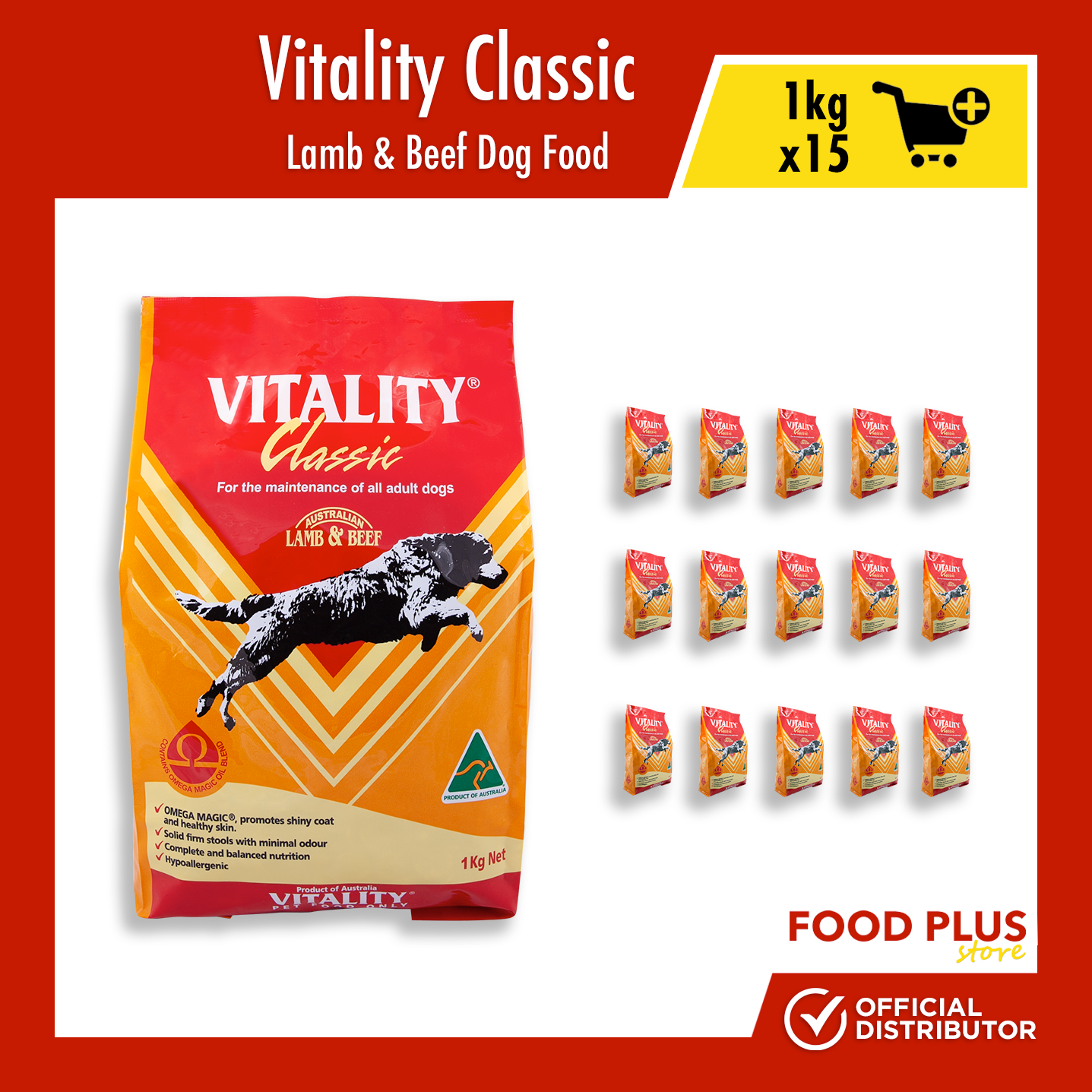 Vitality Classic Lamb and Beef Dog Food - 1kg