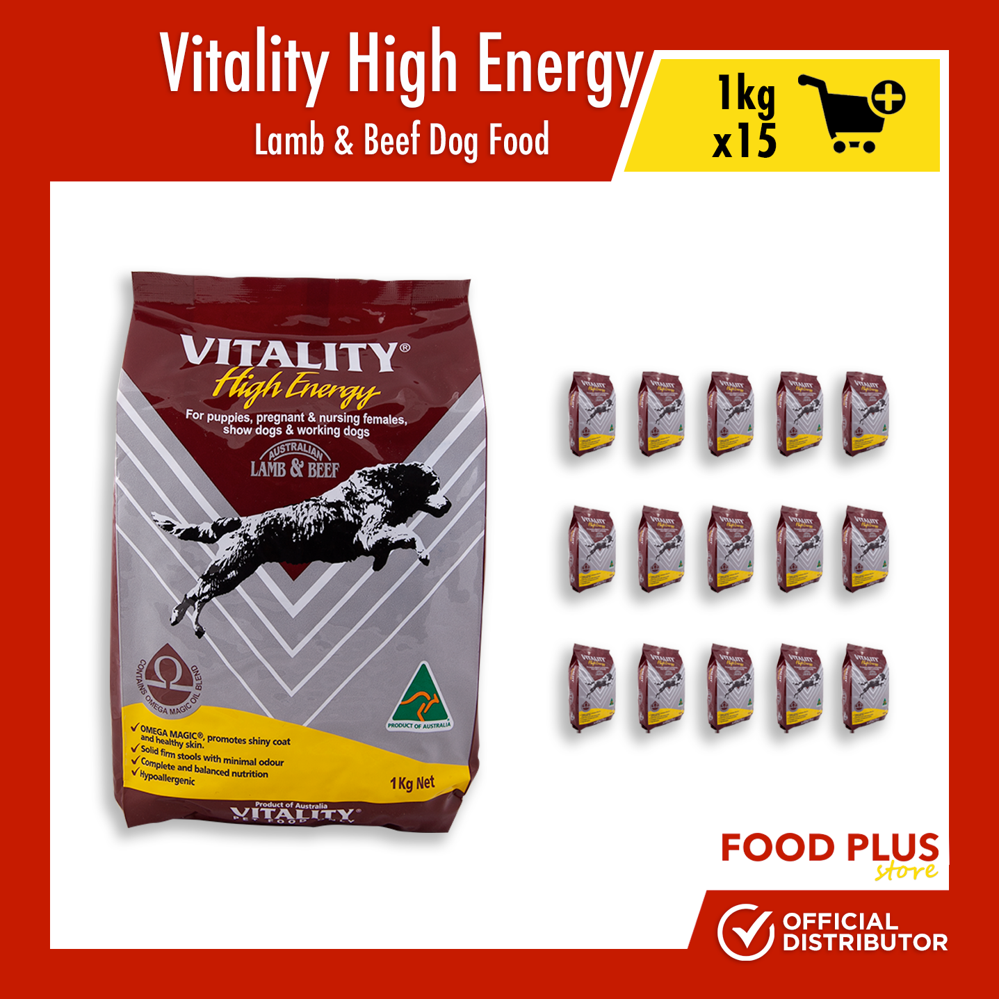 Vitality High Energy Lamb and Beef Dog Food 1kg